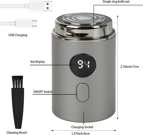 Vista 2 de Mini afeitadora eléctrica portátil para hombres y mujeres, maquinilla de afeitar eléctrica recargable por USB, recortadora individual de bolsillo