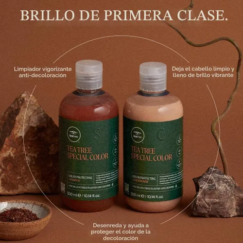 Vista 2 de Tea Tree Champú de color especial, limpia suavemente, protege el color del cabello, para cabello teñido