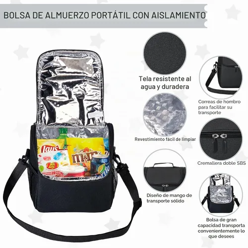 Vista 6 de Lonchera Bento para niños con termo de sopa de 17 onzas, botella de agua aislada y bolsa de almuerzo aislada, a prueba de fugas, contenedor