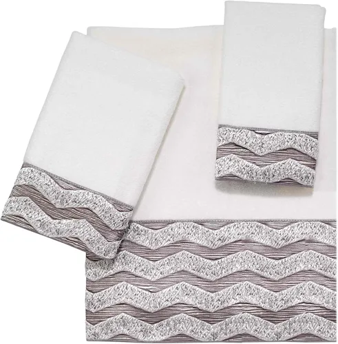 Vista 6 de Avanti Linens - Toalla de mano, algodón suave y absorbente (colección Chevron Galaxy, negro)