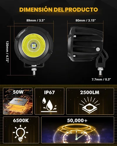 Vista 5 de AUXBEAM - Faro LED de 3.5 pulgadas para automóvil Blanco
