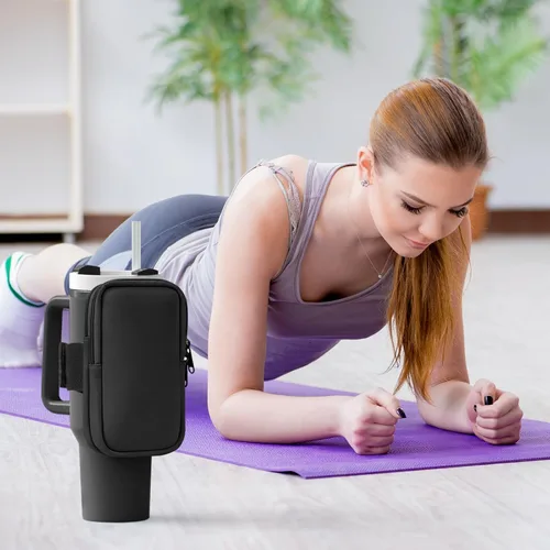Vista 6 de Bolsa para botella de agua para Stanley Cup de 40 onzas, 30 onzas, bolsa para botella de agua para correr, tarjetas, llaves, teléfono, accesorios
