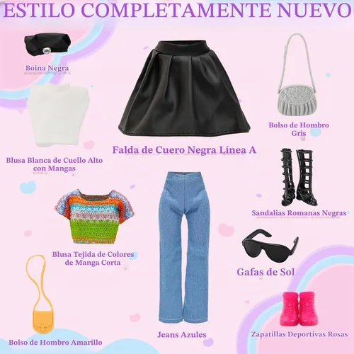 Vista 5 de 24 piezas de ropa y accesorios para muñecas de 11.5 pulgadas