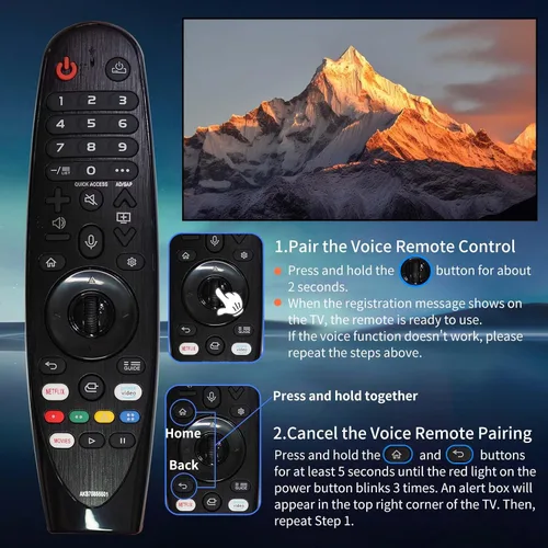 Vista 3 de RIVIERA Magic Remote para LG Smart ThinQ OLED Nanocell WebOS UHD TV con función de voz y puntero compatible con MR22/21/20GA MR18BA MR23/24/25GN