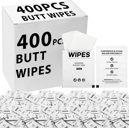 Vista 8 de 400 piezas de toallitas húmedas para el trasero para mujeres, toallitas envueltas individualmente para mujeres, hombres, viajes, limpieza de manos