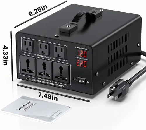 Vista 7 de Transformador Convertidor de Voltaje de 1000W Paso Arriba 110V/120V a 220V/240V o Paso Abajo 220V a 110V Convertidor de Potencia AC, Protección