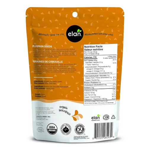 Vista 2 de ELAN Semillas de calabaza orgánicas crudas, 185 GR (Paquete de 2)