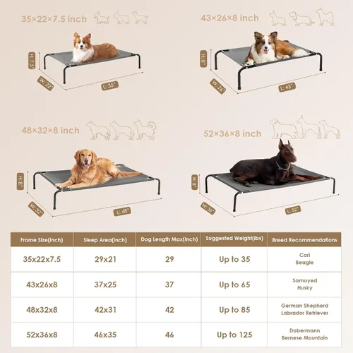 Vista 4 de EHEYCIGA Cama Cot Elevada XXL para Perros, Hamaca Elevada para Exteriores para Perros Gigantes Jumbo, Plataforma Elevada para Mascotas con Marco