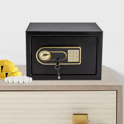 Vista 4 de Caja de seguridad pequeña, caja fuerte con contraseña digital, caja fuerte de acero para el hogar para armario, hogar, oficina, hotel para joyas