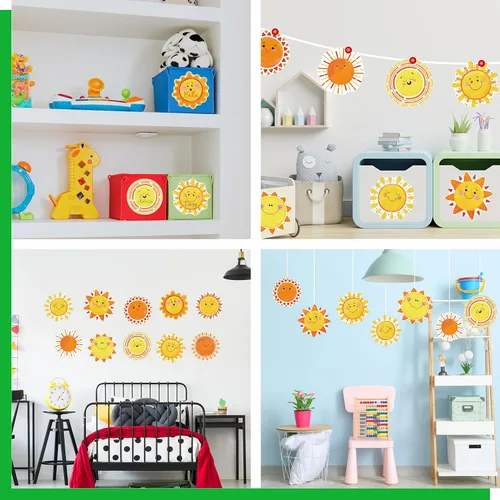Vista 7 de 60 piezas de recortes de sol, 10 diseños de decoración de tablón de anuncios, recortes de sol, manualidades, proyectos de primavera, verano