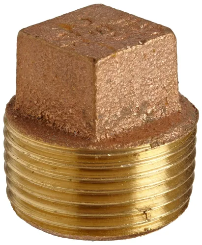 Vista 3 de Anderson Metals 38109 Red Brass Pipe Fitting, Cored Plug, 1" Macho Pipe
