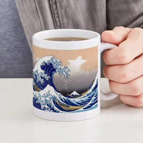 Vista 4 de CafePress The Great Wave Off Kanagawa - Taza de café de cerámica, taza de té de 11 onzas