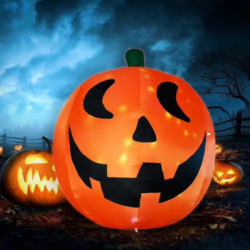 Vista 5 de AJY Luces LED integradas de calabaza gigante inflable de Halloween de 10