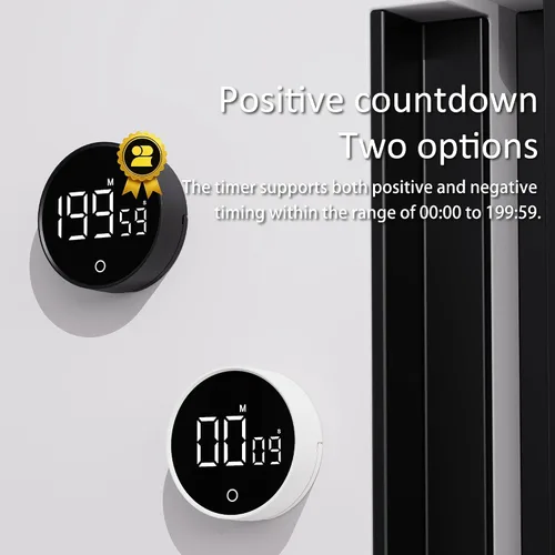 Vista 7 de Temporizador digital de cocina, temporizador visual magnético recargable con pantalla LED grande, volumen ajustable para aula, cocina, fitness