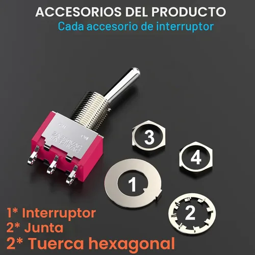 Vista 6 de Interruptor de palanca AC 5A/125V 2A/250V 3 pines On/On 2 Posiciones SPDT Mini Interruptor de palanca miniatura Tablero de salpicadero de coche