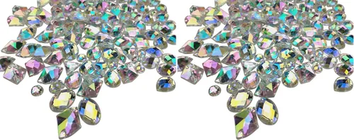 Vista 8 de 200 piezas de diamantes de imitación acrílicos AB con parte trasera plana para coser con formas mixtas para manualidades, manualidades, ropa