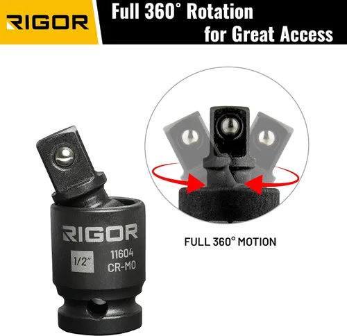 Vista 3 de RIGOR 11601 Juego de adaptadores de enchufe universal de 3 piezas - 1/4", 3/8", 1/2" Drive Enchufes de molibdeno cromado de grado de impacto