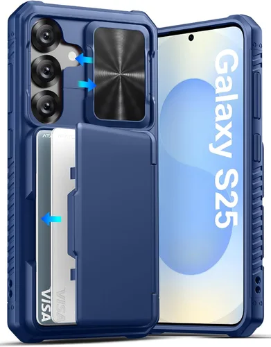 Vista 8 de ATATOO Funda tipo cartera para Samsung Galaxy S25, tarjetero integrado (3-5 tarjetas) [bloqueo RFID] y cubierta de cámara deslizante, protección