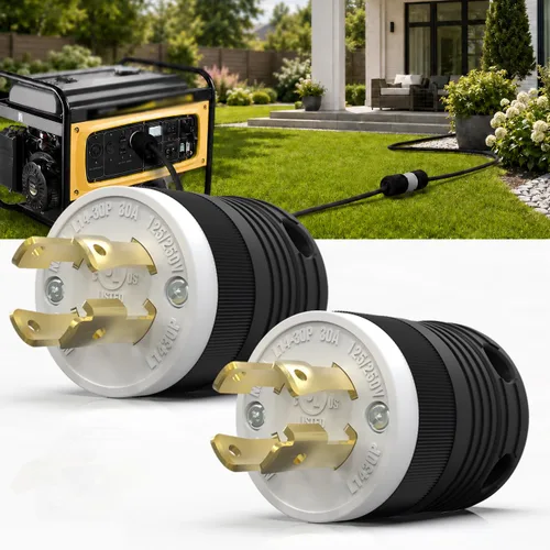 Vista 23 de Paquete de 1 enchufe de bloqueo NEMA L14‑30P de 30 amperios macho 30A 250V Twist Lock L14‑30, enchufe de grado industrial de 3 polos de 4 cables