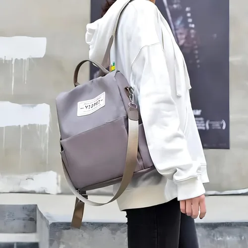 Vista 3 de CHARMORE Elegante mochila antirrobo para mujer, mochila de nailon impermeable casual para viajes, Gris-S