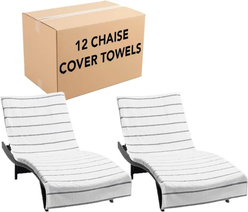 Vista 19 de Arkwright Las Rayas - Funda para tumbona, paquete de 2, toalla de rizo 100% algodón suave a rayas con soporte de bolsillo para playa, piscina, silla