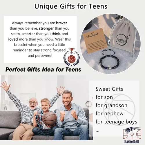 Vista 5 de UNGENT THEM Regalos para adolescentes y niños, pulsera de béisbol, baloncesto, fútbol, fútbol, regalos para niños, regalos de graduación