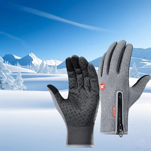 Vista 8 de Guantes térmicos de invierno para clima frío con agarre antideslizante y cierre de cremallera