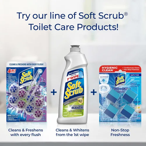 Vista 8 de Soft Scrub Limpiador de taza de inodoro con colgador de borde 4 en 1, Lavanda, 2