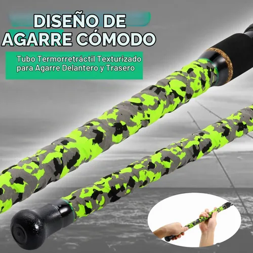 Vista 3 de Sougayilang Surf – Caña de pescar giratoria de carbono para surf, de viaje, M/MH, caña de pescar de 3 piezas, 9'/10'/11'/12' Verde