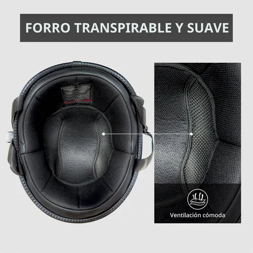 Vista 4 de Medio casco de motocicleta, casco de media cáscara, cascos estilo Shell Hawk, compacto y ligero, cara abierta, negro mate, aprobado por DOT/FMVSS 218