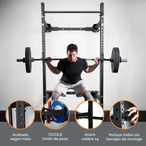 Vista 6 de PRx Performance Soporte plegable para sentadillas de pared, barra de dominadas ajustable resistente, equipo de gimnasio en casa que ahorra espacio