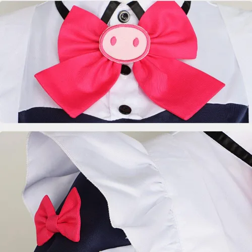 Vista 4 de AIUKAKP Akiba Maid War - Disfraz de sirvienta Wahira Nagomi, disfraz de sirvienta de hombre Ranko, vestido de sirvienta rosa, uniforme de Halloween