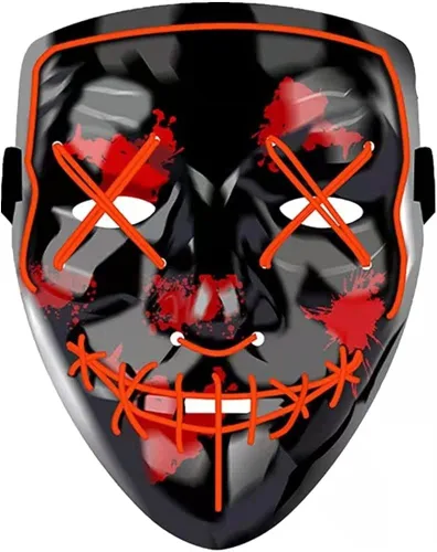 Vista 5 de VITALL Máscaras de Halloween disfraz de miedo disfraz de purga para mujeres hombres niños mascarada cosplay carnaval festivales fiestas regalos rojo