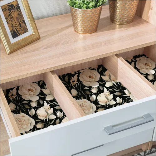 Vista 9 de HAOKHOME Papel tapiz autoadhesivo para despegar y pegar, diseño floral de rosas vintage, peonías, papel de contacto extraíble, negro/beige/oliva