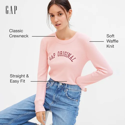 Vista 2 de GAP Women's Waffle Knit Long Sleeve Tee T-Shirt
