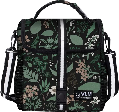 Vista 2 de VLM - Bolsas de almuerzo para mujer, lonchera floral aislada a prueba de fugas con correa de hombro ajustable, bolsa de picnic reutilizable