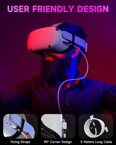 Vista 7 de ZOOAUX Cable de enlace de 16 pies compatible con accesorios MetaOculus Quest 2 y PCSteam VR, carga rápida y transferencia de datos de PC, cable USB