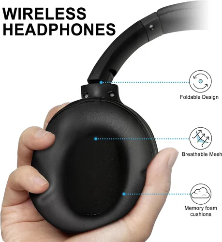 Vista 4 de Fisher Auriculares Pro Active con cancelación de ruido, auriculares inalámbricos Bluetooth 5.3, micrófono, auriculares ligeros y cómodos