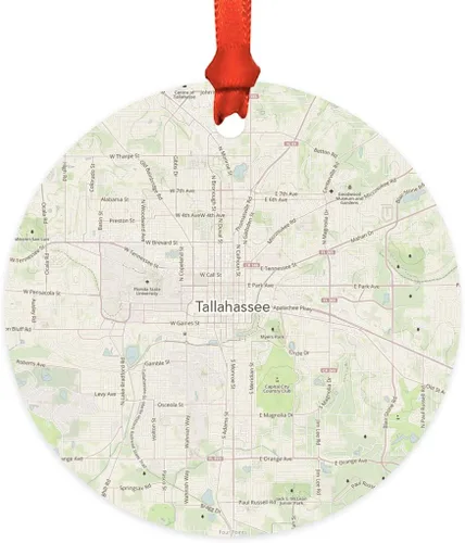 Vista 39 de Andaz Press Mapa de la ciudad de Estados Unidos redondo de madera natural MDF ornamento de Navidad, Akron, Ohio Vintage Mapa, 1 paquete, larga