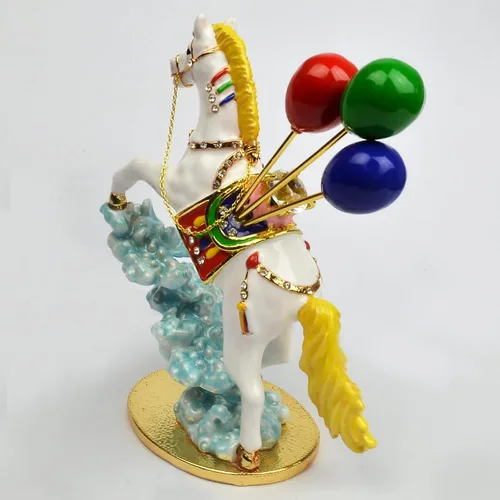 Vista 3 de fengshuisale Joyous Windhorse Caballos Caballos Colección Caballo Blanco con Globos Figurita Decoración w5280