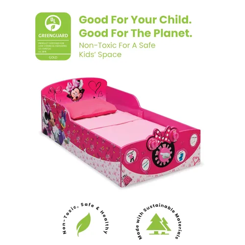 Vista 3 de Delta Children - Cama interactiva de madera para niños pequeños, con certificado Greenguard Gold, modelo Minnie Mouse de Disney