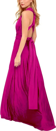 Vista 4 de A.dasi Vestido largo convertible de múltiples vías para mujer, sin espalda, vestido largo de cóctel