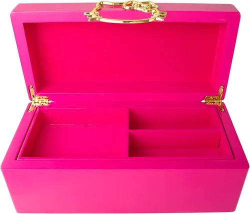 Vista 6 de Hello Kitty Sanrio Gold Icon - Joyero de madera lacada rosa con forro de gamuza con licencia