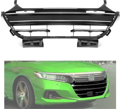 Vista 12 de KUAFU Rejilla superior+borde de rejilla+cubierta de rejilla superior+parrilla inferior compatible con Honda Accord 2021-2022 cromado+Parrilla