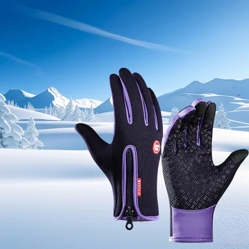 Vista 9 de Guantes térmicos de invierno para clima frío con agarre antideslizante y cierre de cremallera