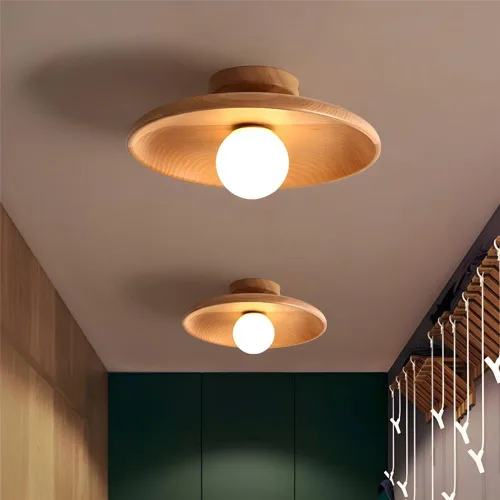 Vista 6 de Lámpara de techo poco profunda con forma de platillo de madera cerca de la lámpara de techo Simplicity Luz de montaje semiempotrado con bombilla G9