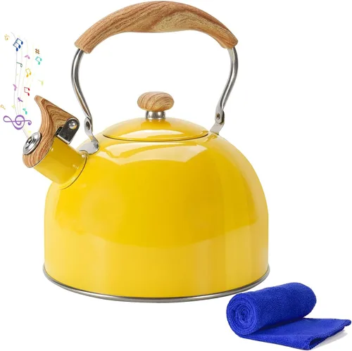 Vista 10 de Hervidor de Té, Hervidor de Té Silbante para Estufa de 2.6 Cuartos, Teteras para Estufa de Acero Inoxidable Grado Alimentario, Mango