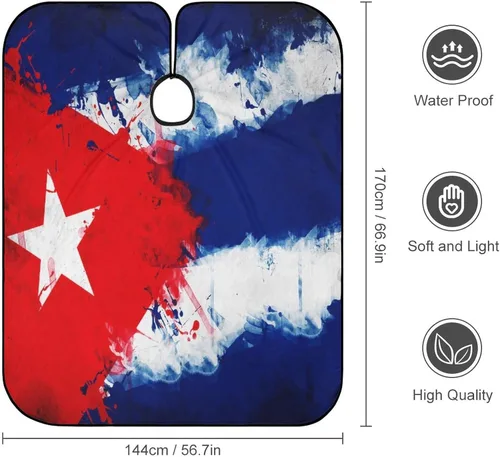 Vista 2 de Zenladen423 - Capa de peluquería profesional con bandera de Cuba vintage, accesorio de peluquería para adultos (unisex)