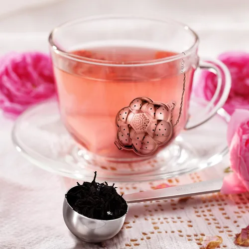 Vista 2 de Vesici Juego de 10 infusores de té de hojas sueltas de acero inoxidable para soporte de té suelto, filtro de té con bola de infusor, incluye ganchos