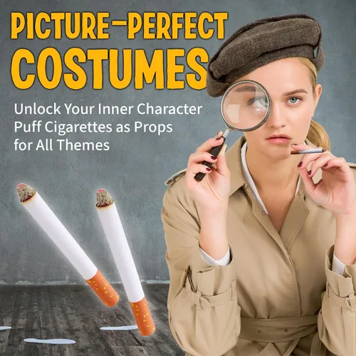 Vista 5 de Playbees Cigarrillos falsos de hojaldre que soplan humo, paquete de 24, cigarrillos de imitación de 3.25 pulgadas con un aspecto realista, accesorio